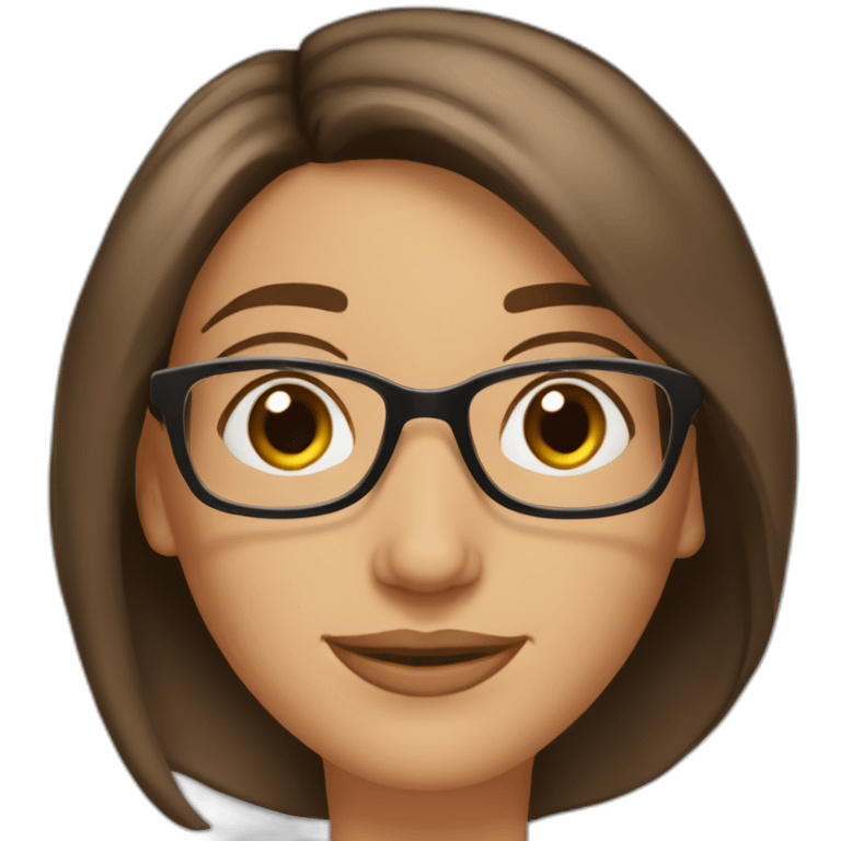 42 year old women bob haircut brown hair brown eyes glasses emoji