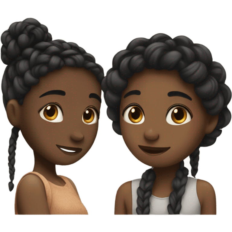 A black girl with braids hugging someone  emoji