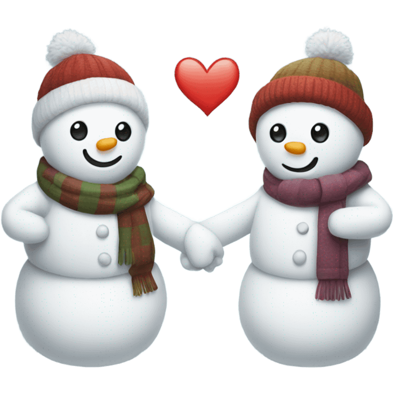 two snowmen holding hands love emoji