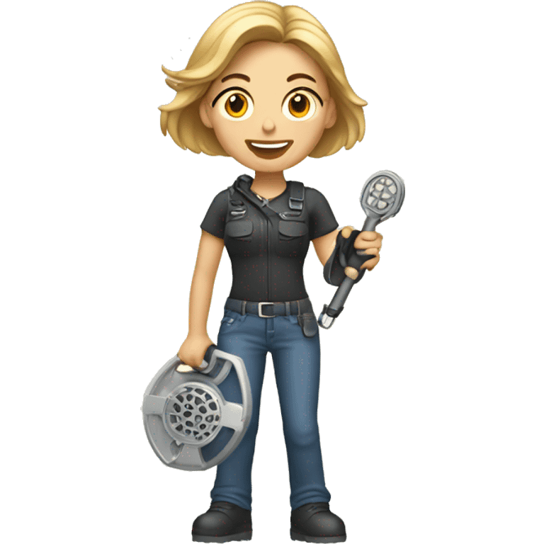 Pretty woman holding a metal detector  emoji