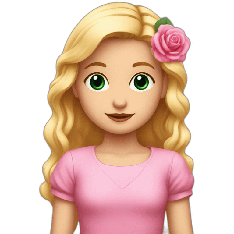 Una niña rubia de 6 años con coletas rosas emoji