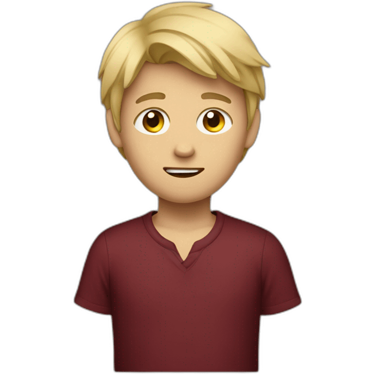 dirty blond teenage boy with maroon shirt emoji