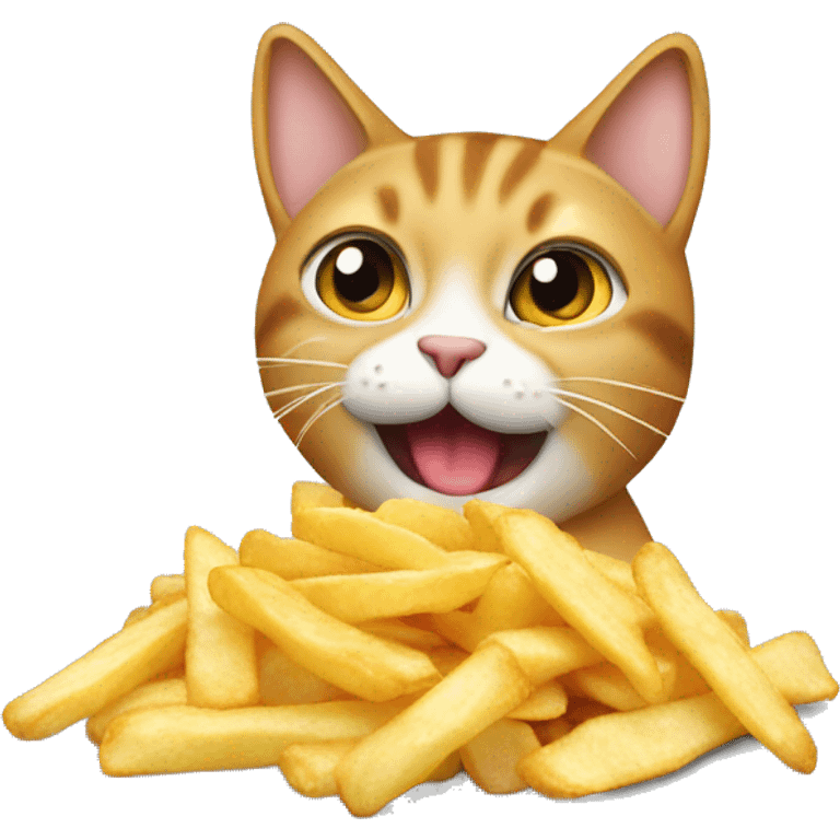 Cat eating hot chips emoji