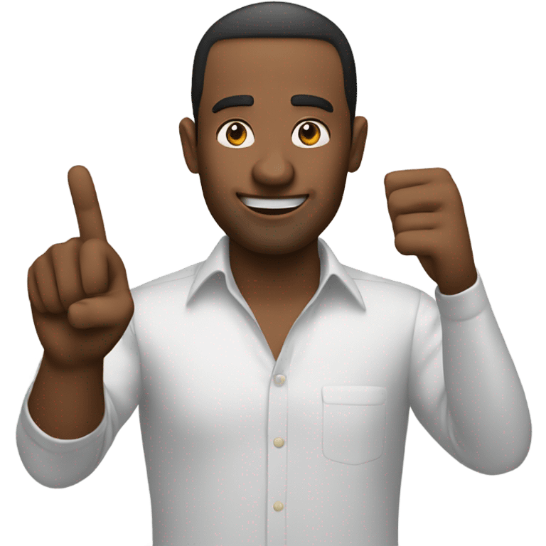 A man pointing at two objects emoji