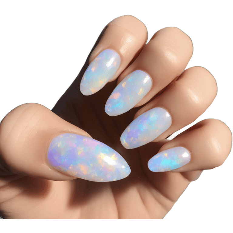 opal crystal painted nails 💅  emoji