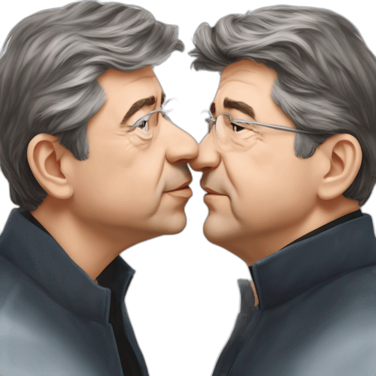 Jean Luc melenchon kissing Fabien roussel emoji