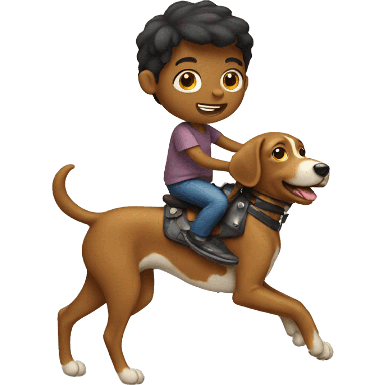 kid riding a dog emoji