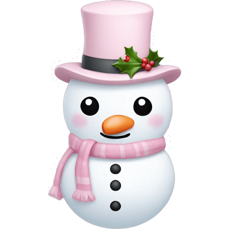 Cute white and light pink snowman emoji