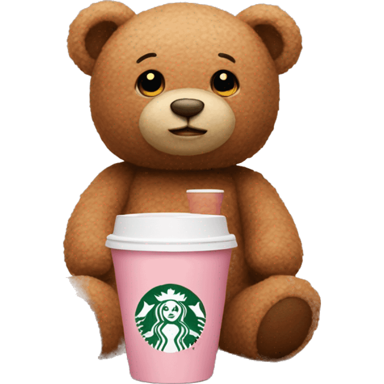 Teddy in Rosé With Starbucks Cup emoji