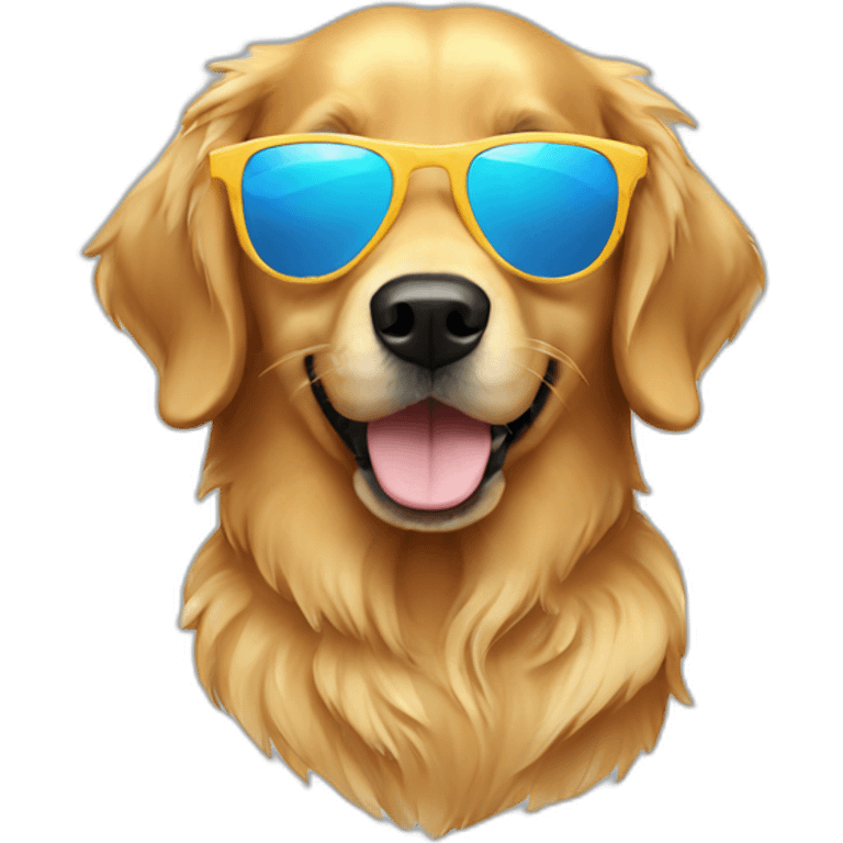 a golden retriever with sunglasses emoji