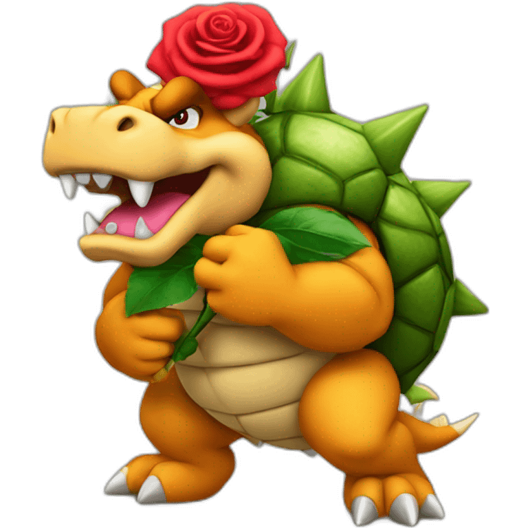 bowser holding a rose emoji