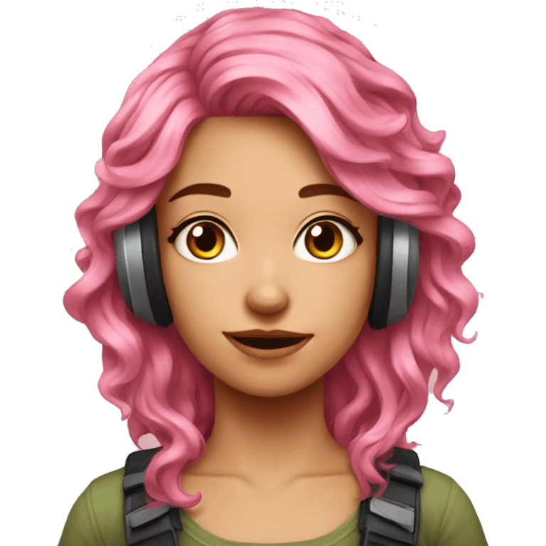 gamer girl wavy pink hair with glass emoji