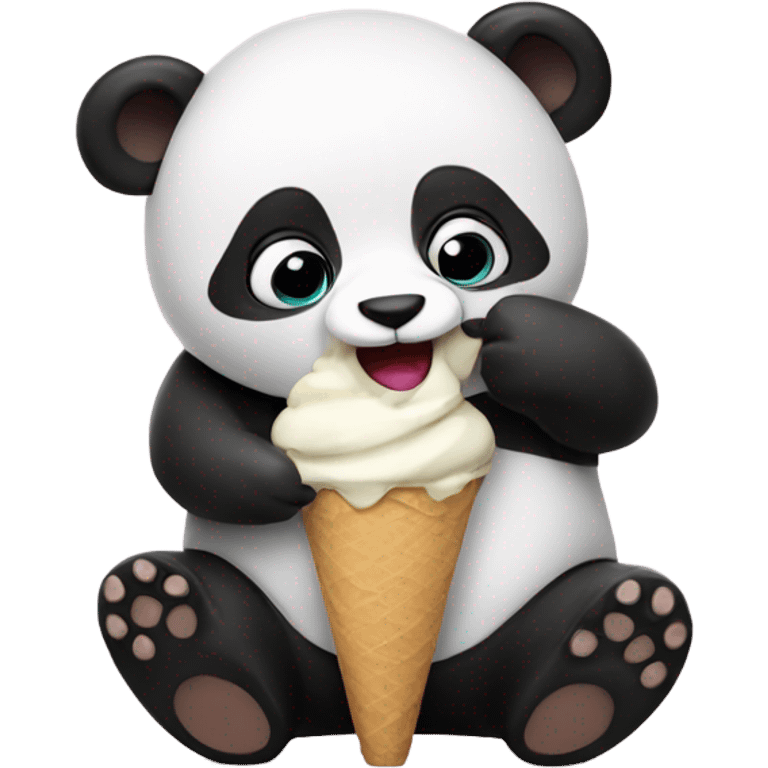 Panda eating ice cream emoji