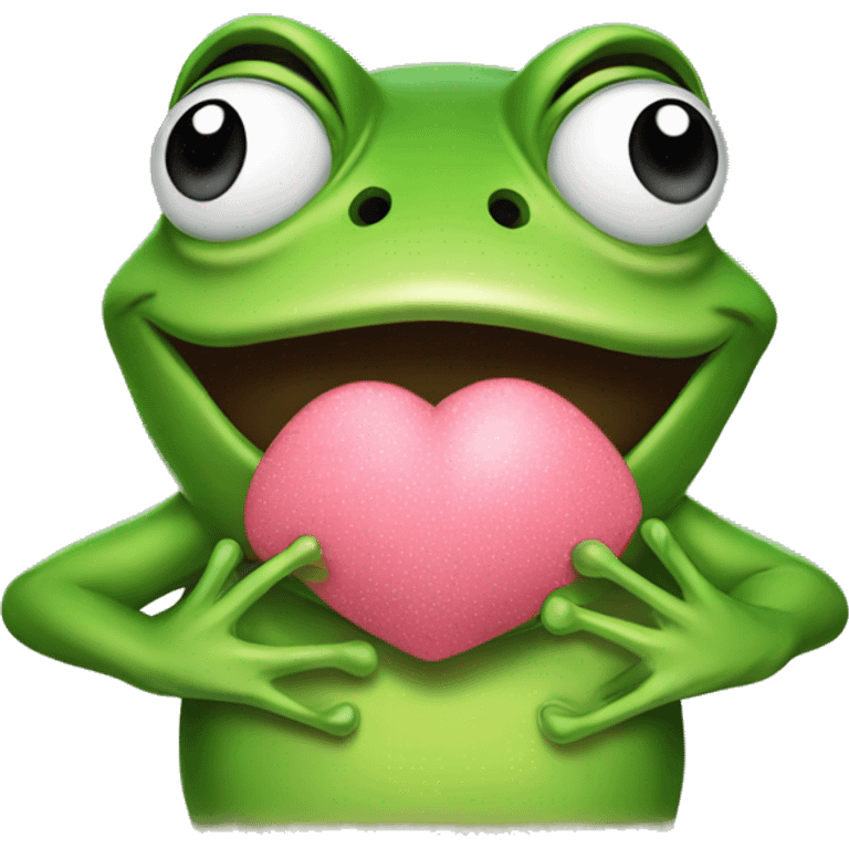 A frog throws a kiss emoji