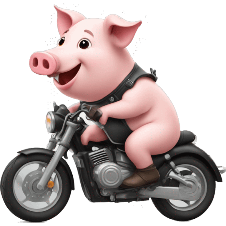 a happy pig cute as motorcycly delivery emoji