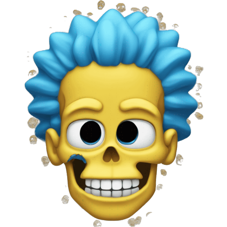 skull with bart simpson hair that's the same color as the skull with blue eyes emoji