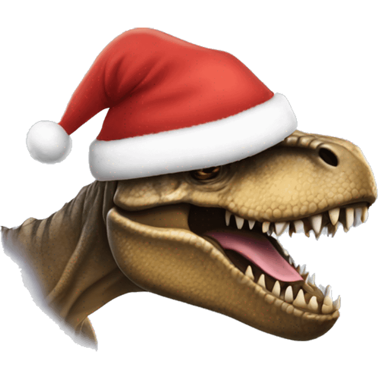 Trex wearing Santa hat  emoji