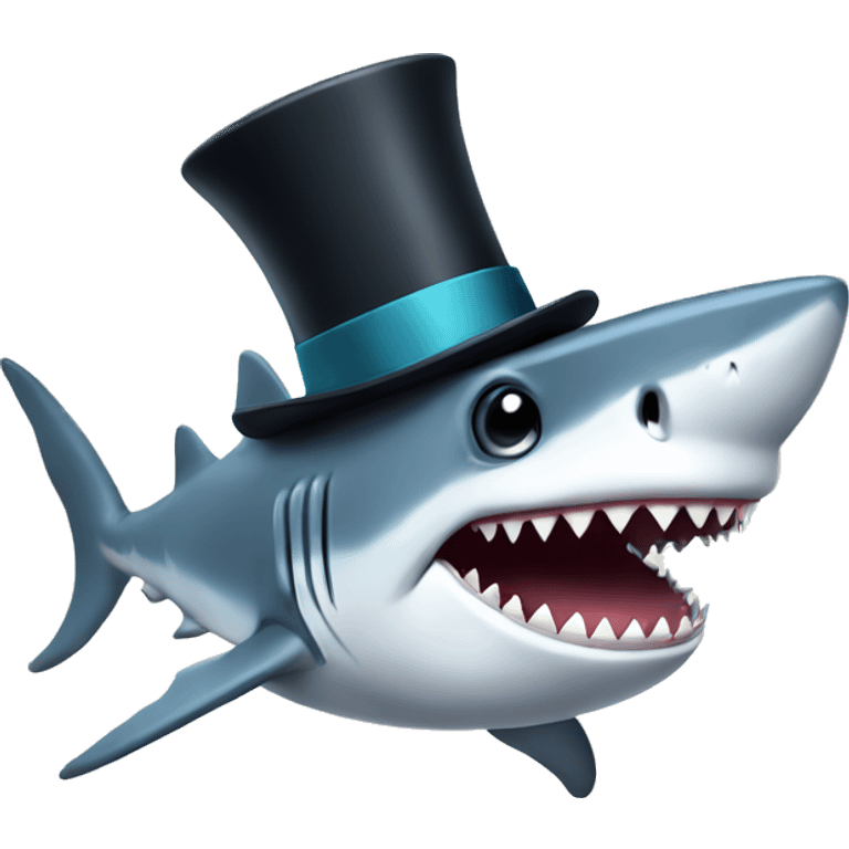 Shark with a top hat emoji