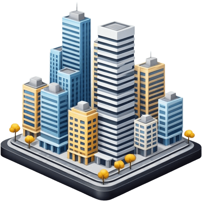 Buildings placed on a platform, standing together in a structured arrangement emoji