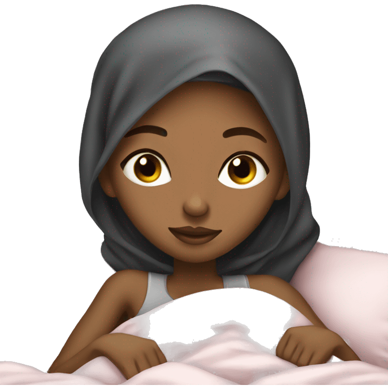 Pretty model Muslim Somali girl sleeping in bed emoji