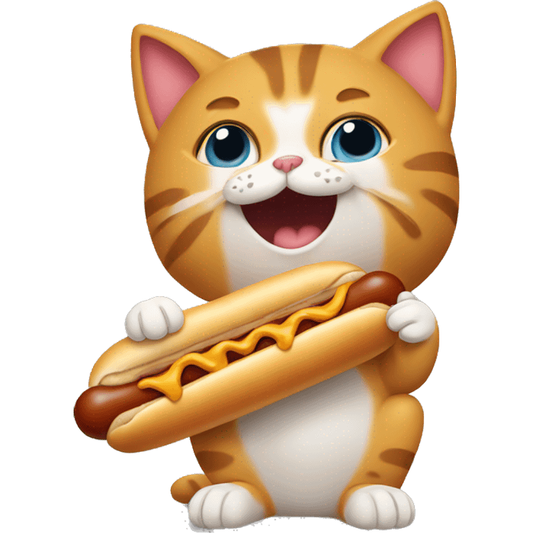 Cat eating a hotdog  emoji