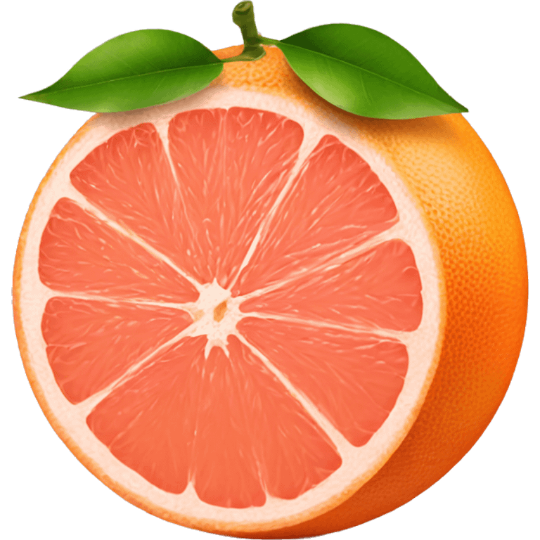 Grapefruit with leaves one of grapefruits cut emoji