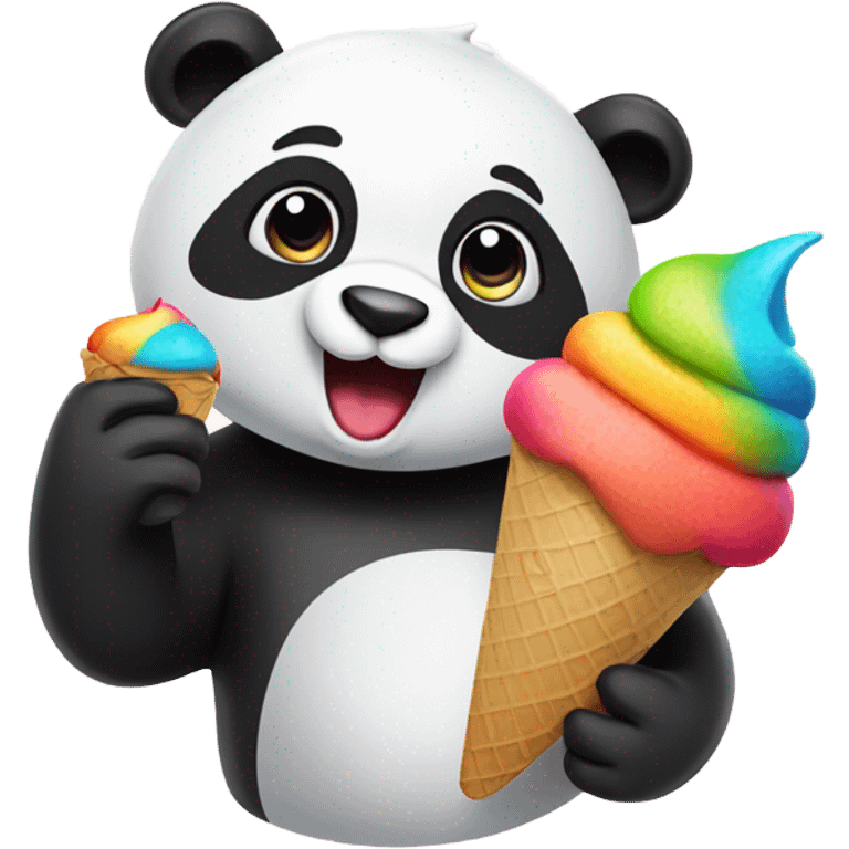 Panda eating ice cream emoji