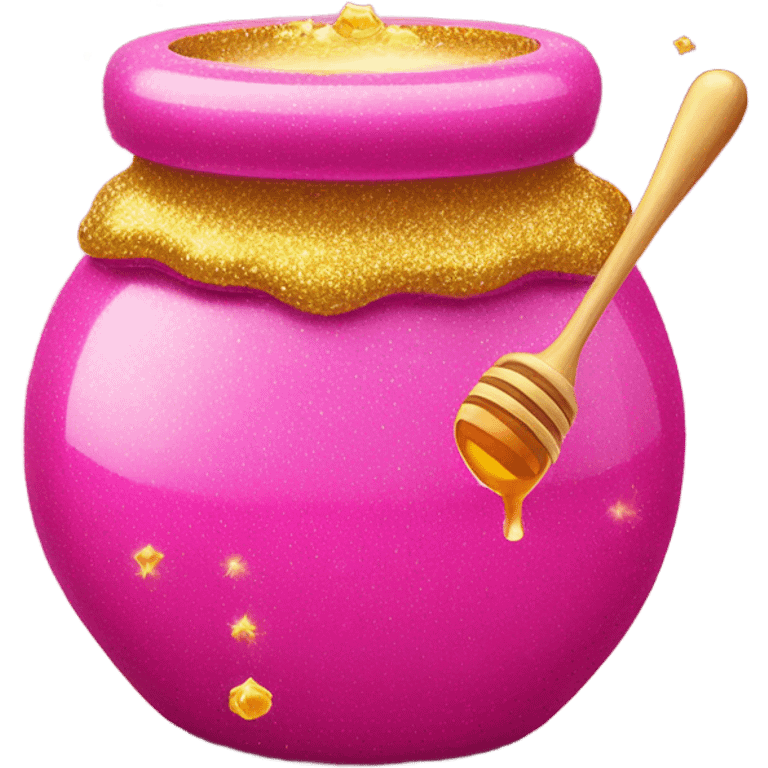 Hot pink honey pot with honey and gltiter emoji