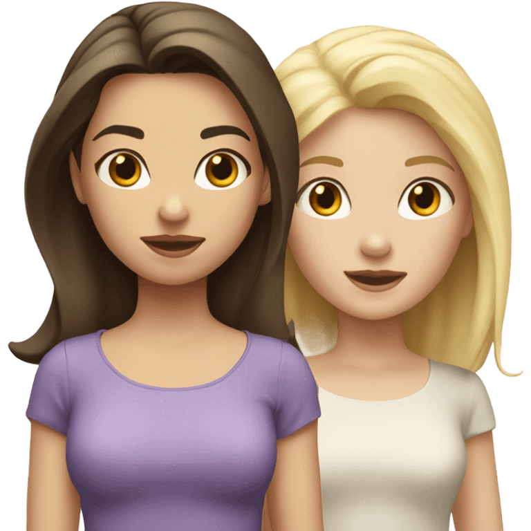 One brunette girl and one blonde girl both are white skin emoji