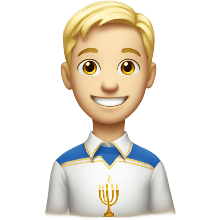 smiling blonde boy portrait with menorah  emoji