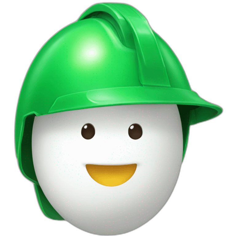 White egg with a tail wearing a green helmet emoji