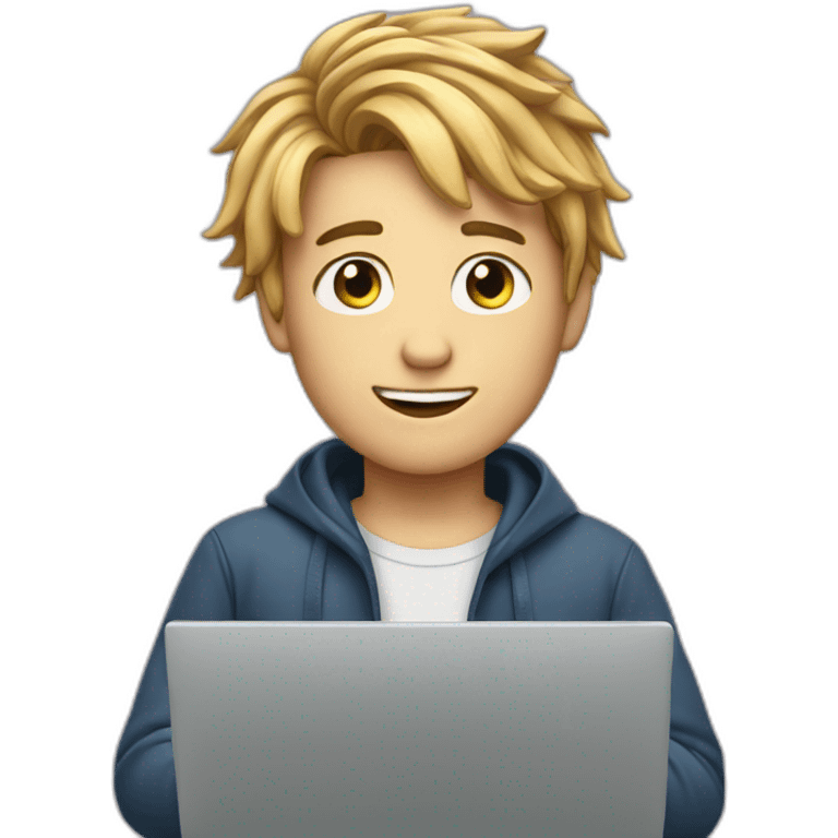 CERLY HAIR BOY WITH LAPTOP emoji