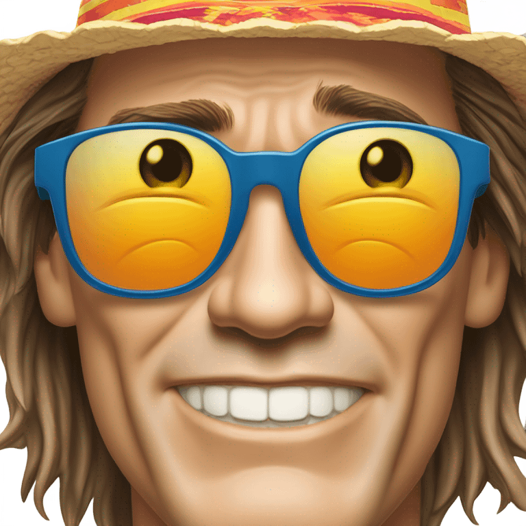 jim carrey beach shirt sun glasses sunscreen and beach hat just face emoji