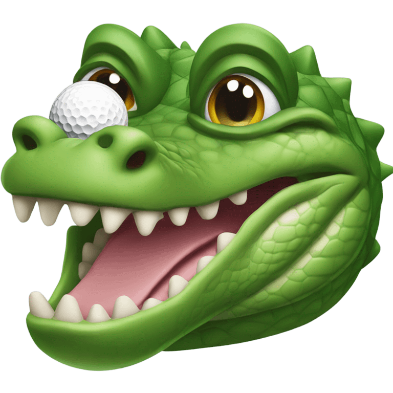 Alligator with golf ball in mouth emoji