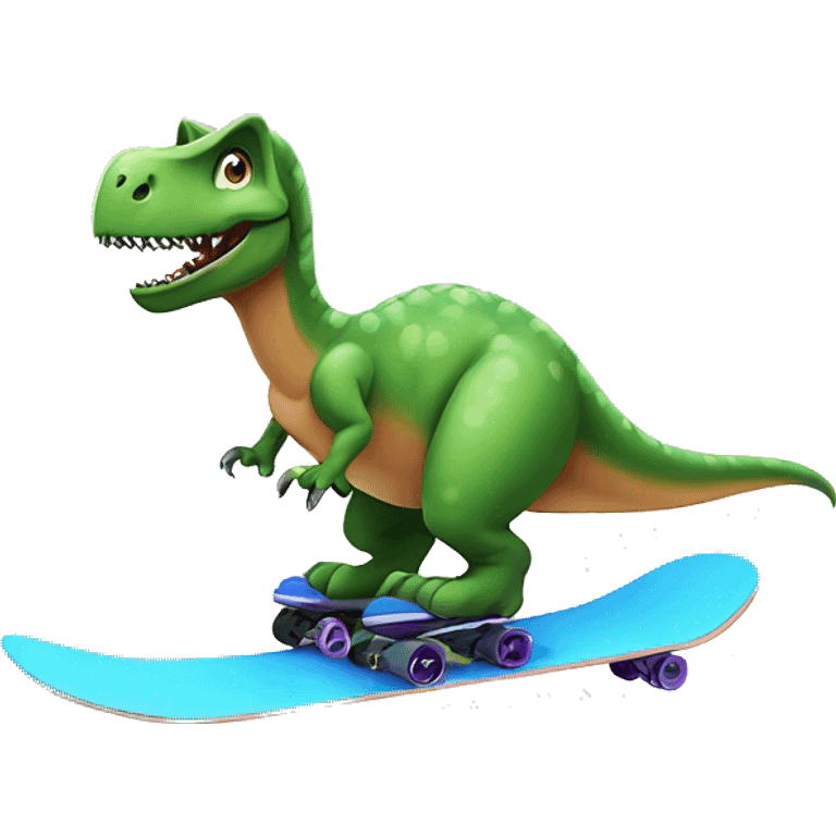 Dinosaur with snowboard emoji