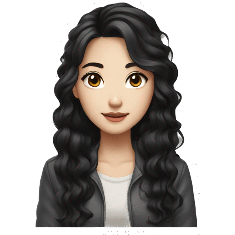 Beautiful girl,Black hair,wavy hair，long hair,Black eyes,Chinese emoji