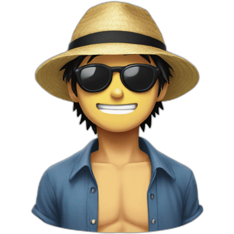 Luffy wearing sunglasses  emoji