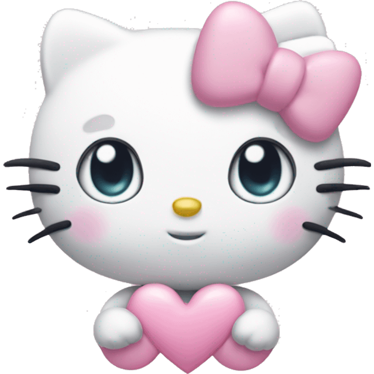 Hello kitty with pastel hearts instead of eyes emoji