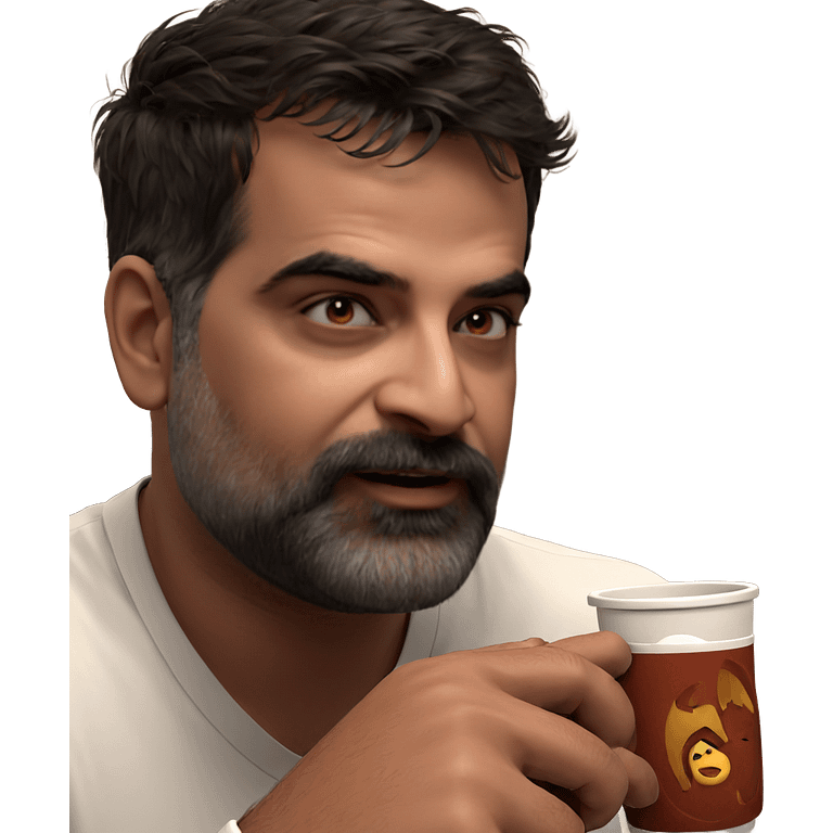 male with cup indoors emoji