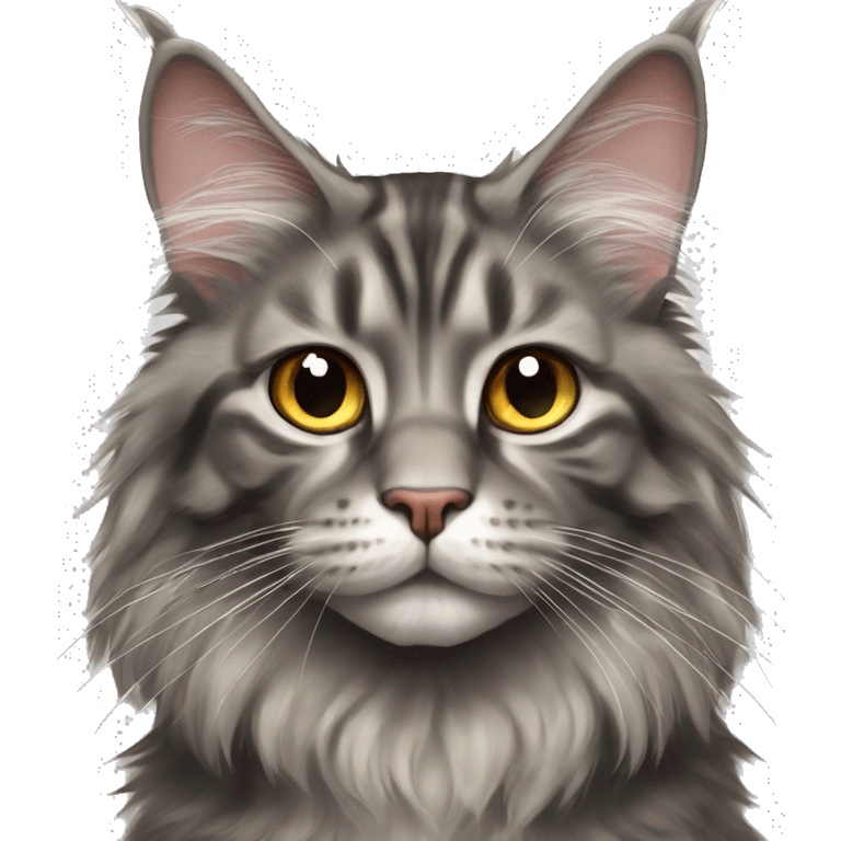 Maine coon cat fluffy tabby grey  emoji