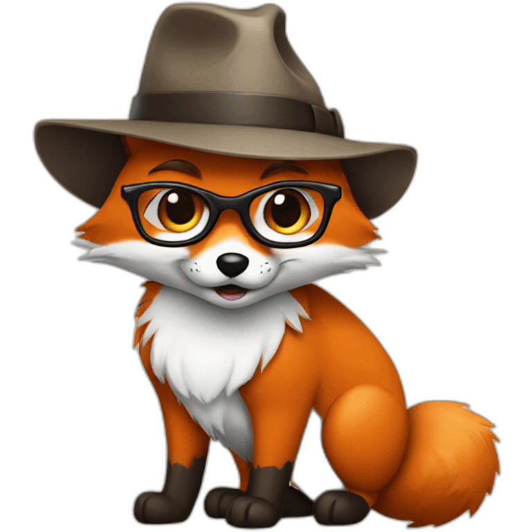 fox wearing a detective hat and glasses emoji