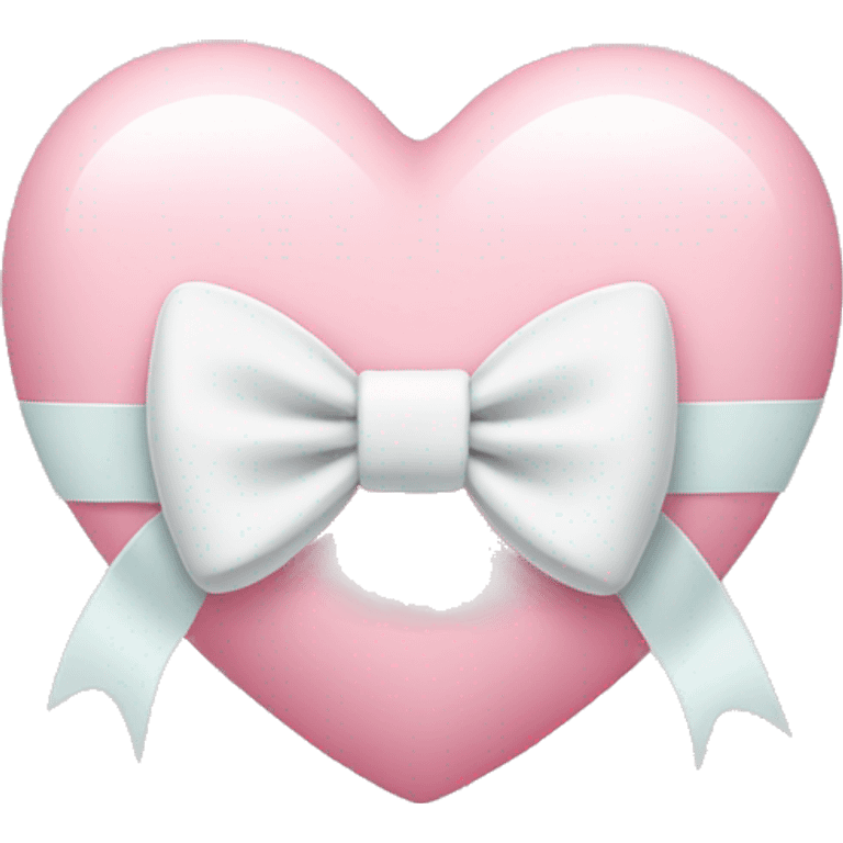 Pastel pink heart with white bow emoji