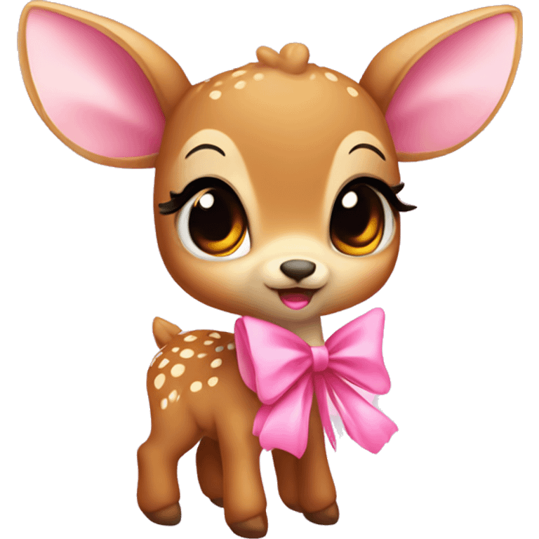 baby deer with fairy wings and a pink bow around its neck  emoji