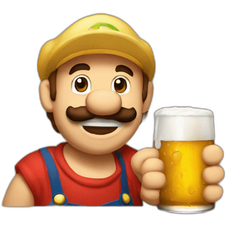 mario drinking beer emoji