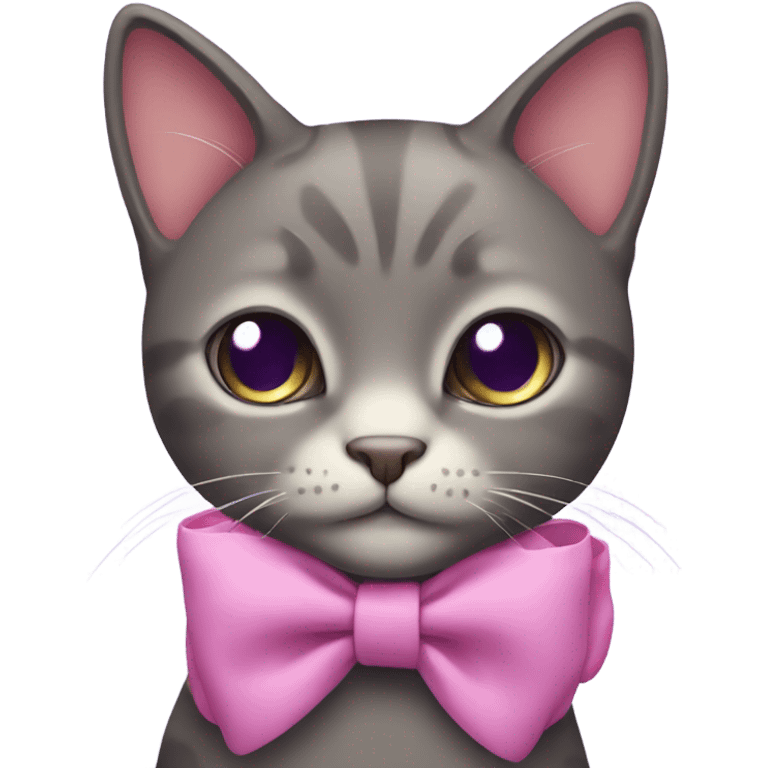 Purple cat with short hair and pink bow emoji