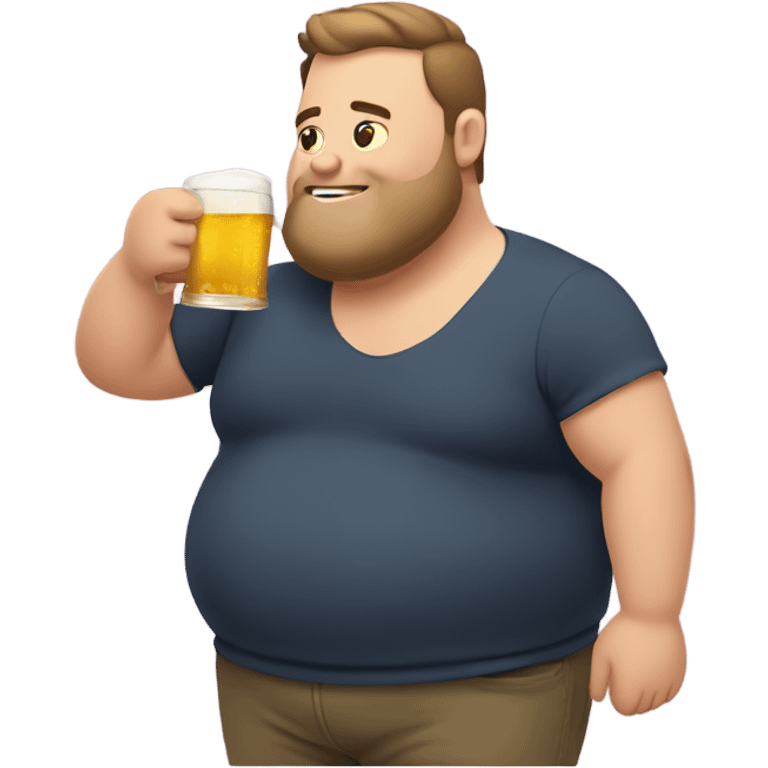 Fat gay man drinking beer emoji