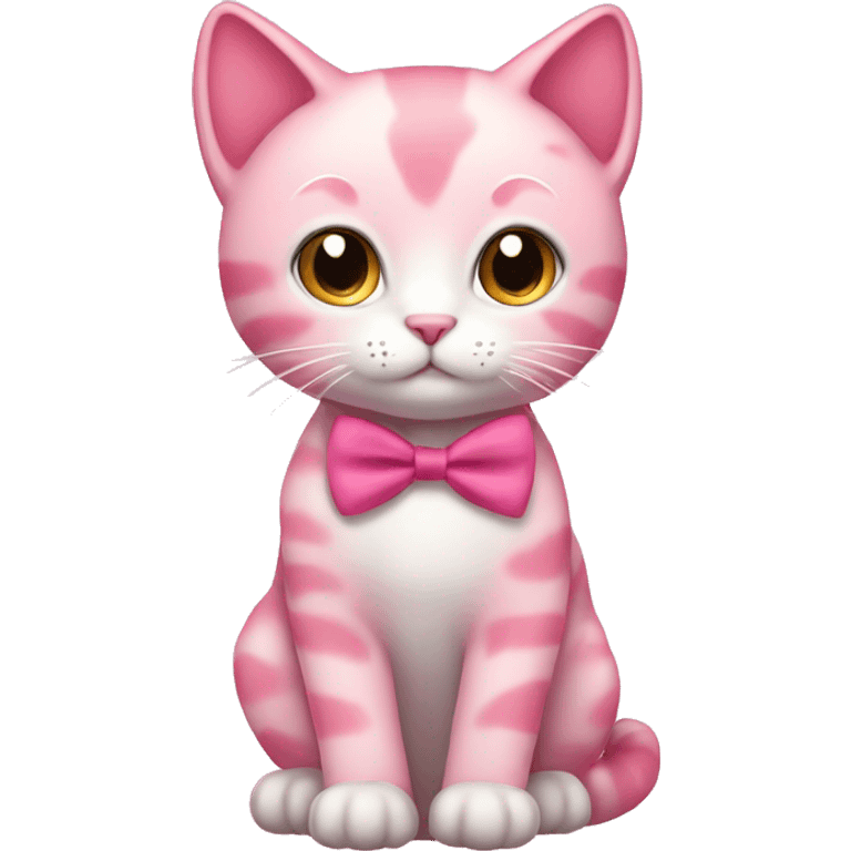 pink cats boy lovers with bow cute  emoji