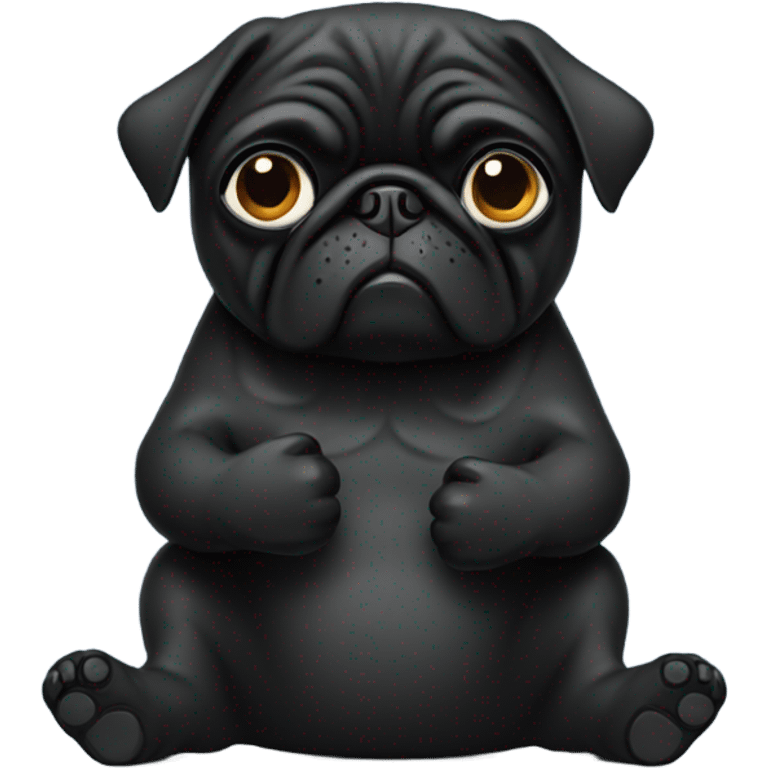 Black pug giving the thumbs down sign emoji