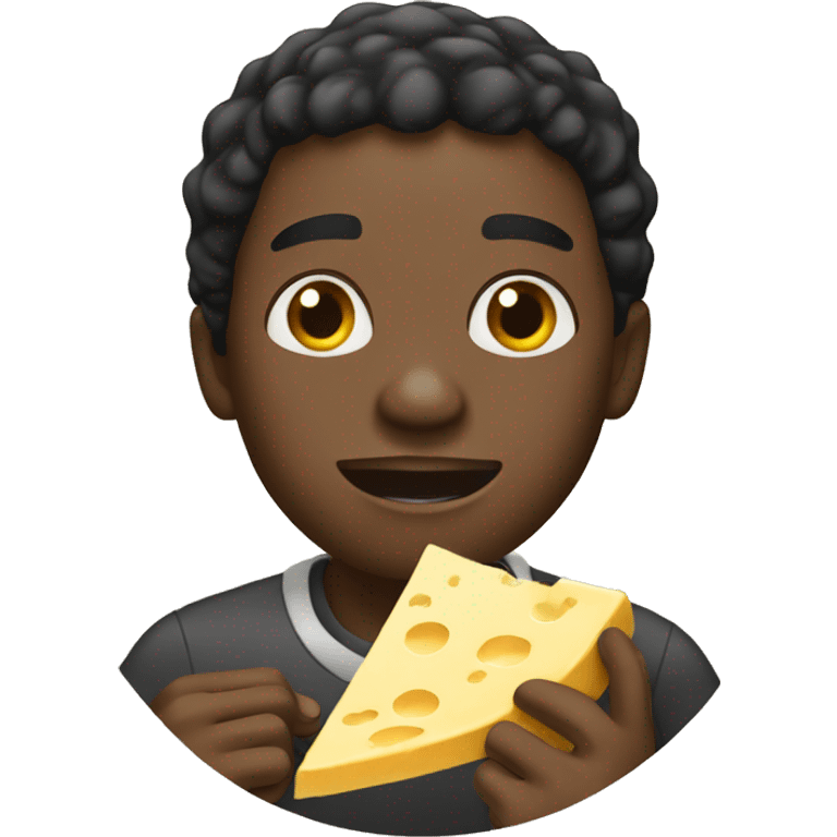 Black guy eating cheese slices emoji