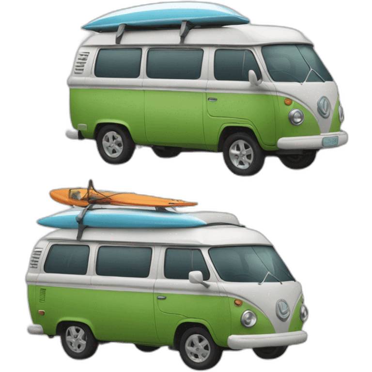 Navi Camping Car with surfing skeleton  emoji